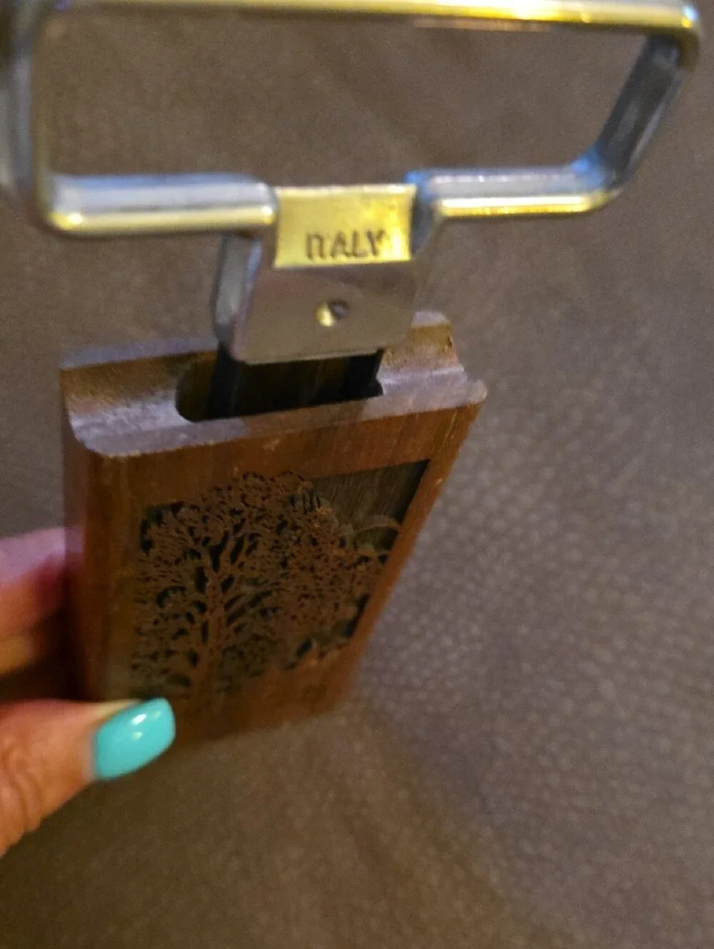 Lasercraft Cork Puller Solid Walnut Engraved with Tree Design: Mid- Century